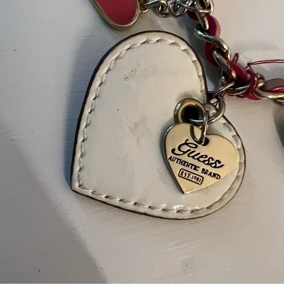 Guess Charm Bracelet 7” Butterflies Hearts Silver and  Pink - Picture 6 of 8